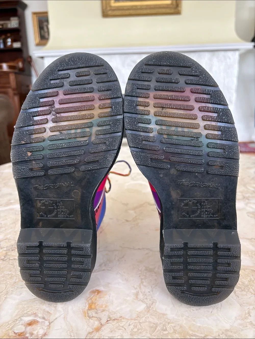 Dr. Martens 1460 Pride Multi Rainbow 🌈 Backhand Stripe 8-Eyelet Combat Boots - Picture 11 of 13